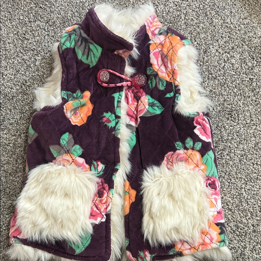 Matilda Jane reversible Floral Faux Fur Vest